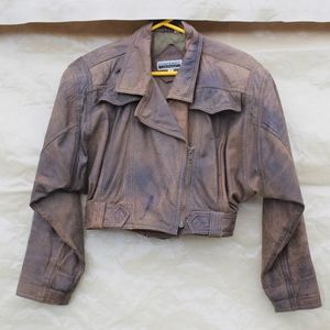 Genuine leather vintage distressed women's jacket